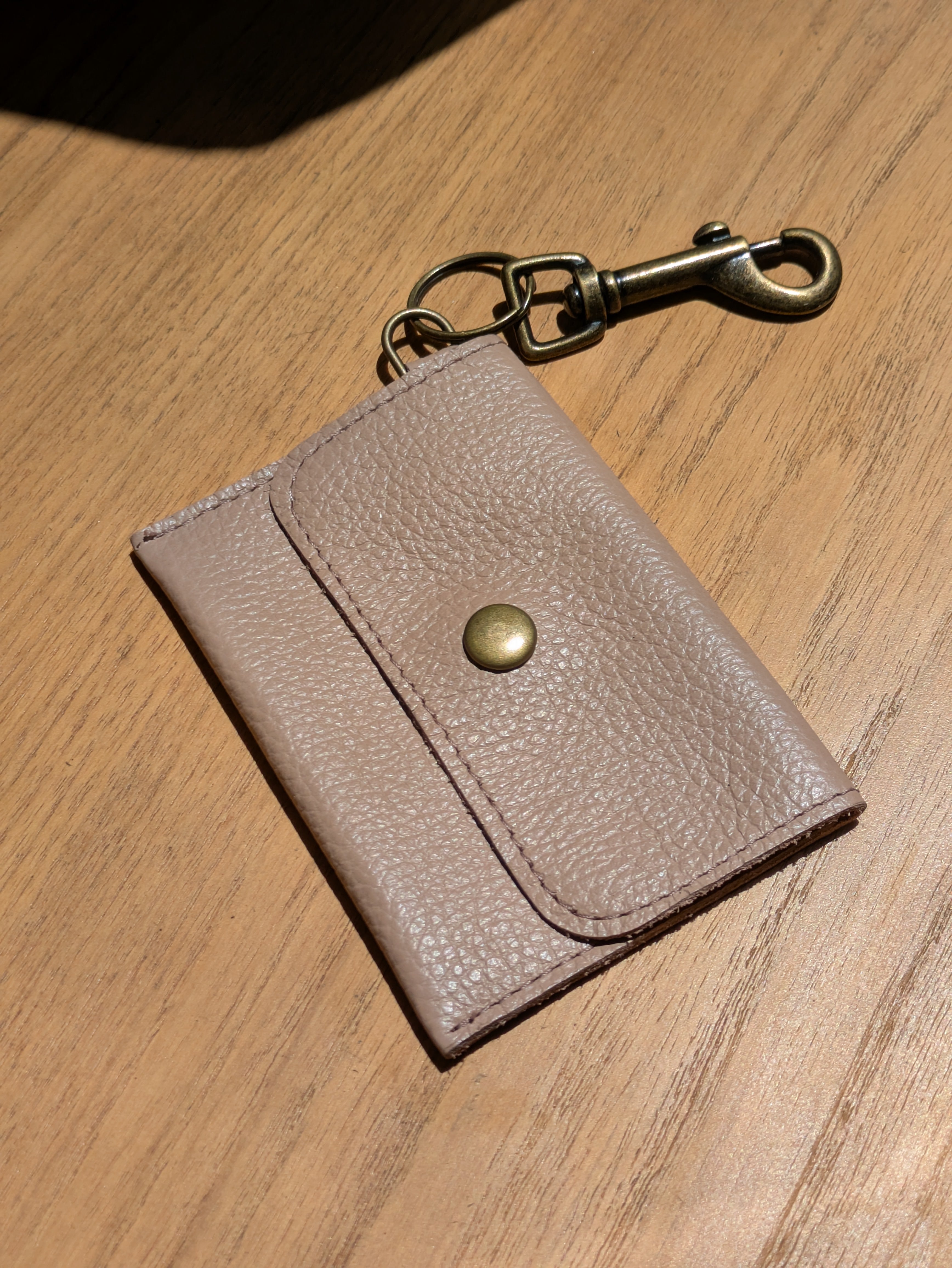 Kim White Keychain Wallet - Matte Leather