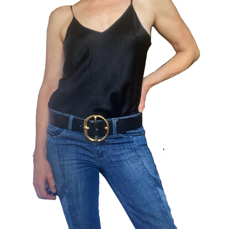 Kim White - Chunky Hip Belt - Black & Gold Buckle