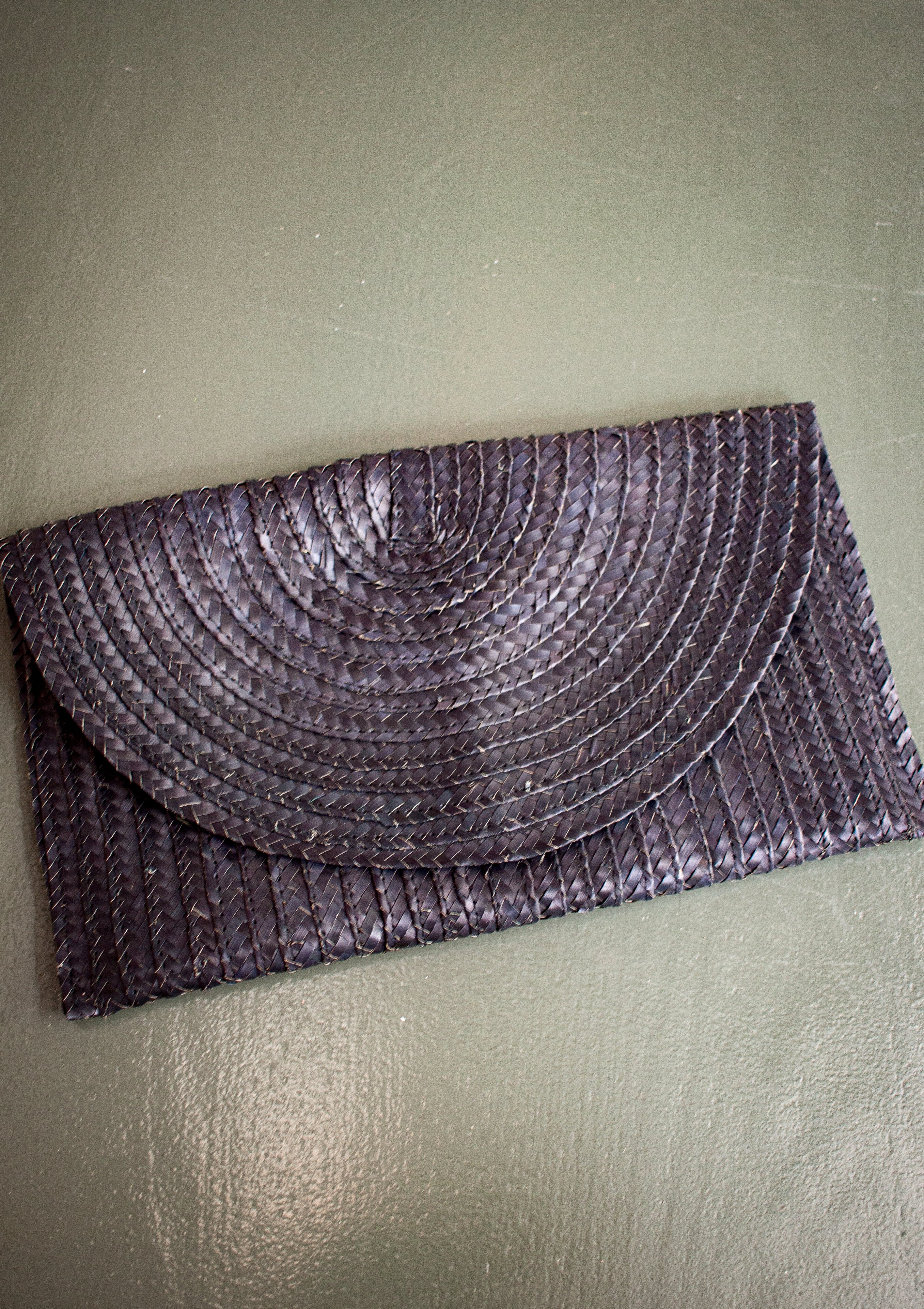 Black Straw Weaved Clutch