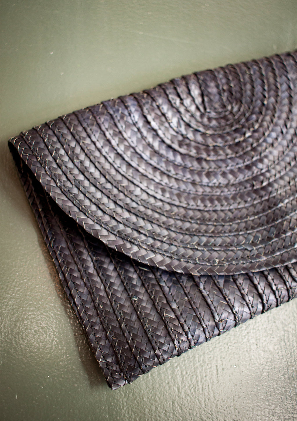 Black Straw Weaved Clutch