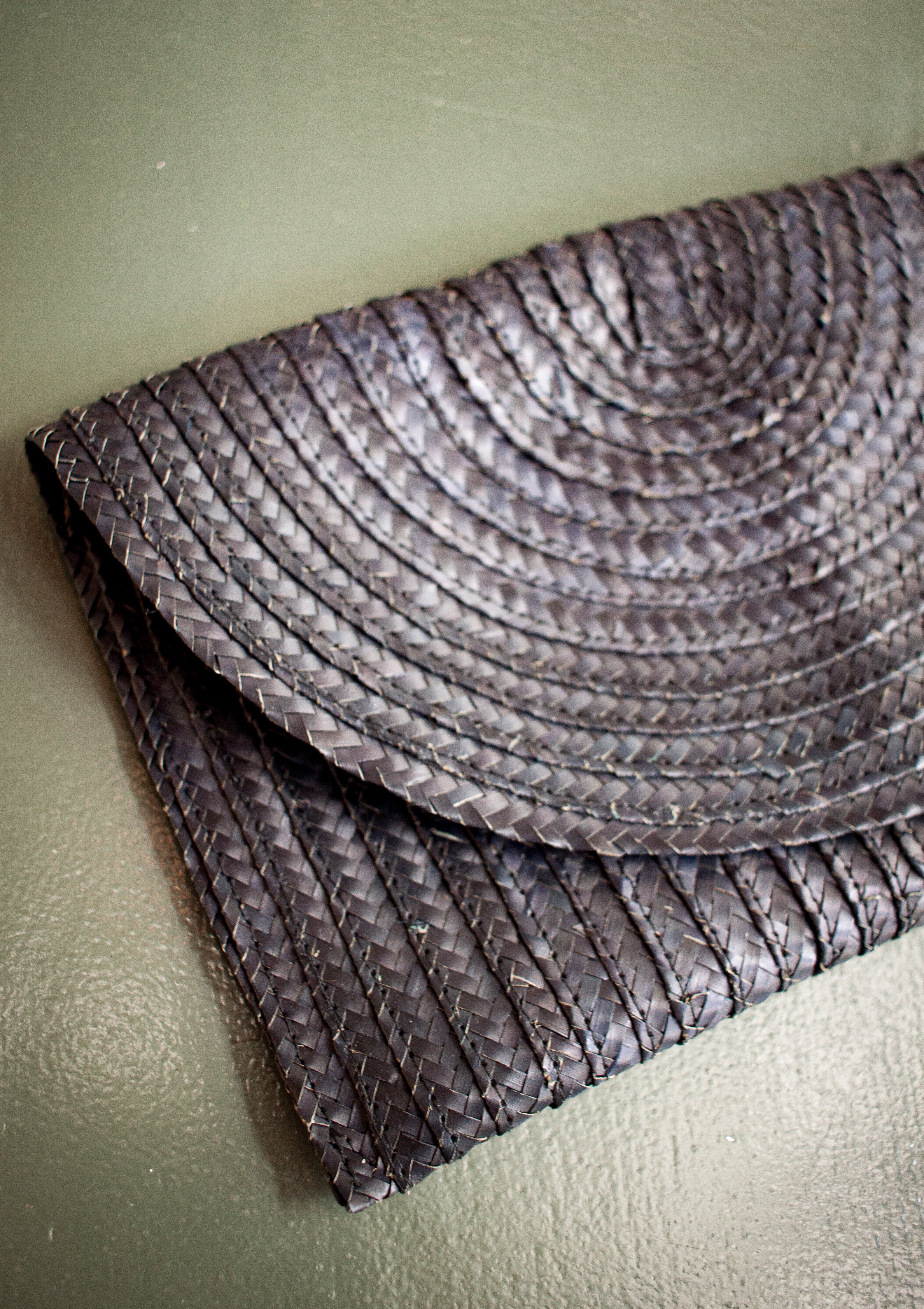 Black Straw Weaved Clutch