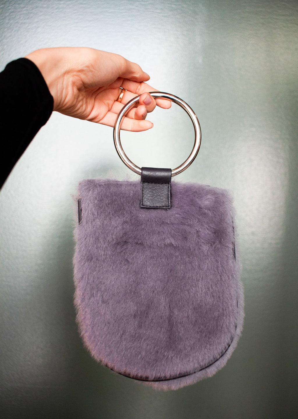 Kim White - Shearling Mini Ring Wristlet