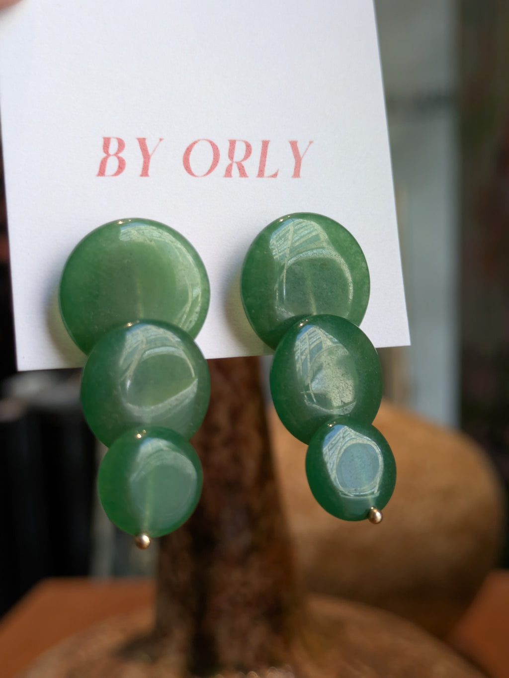 BY ORLY - Green Aventurine Disk Studs