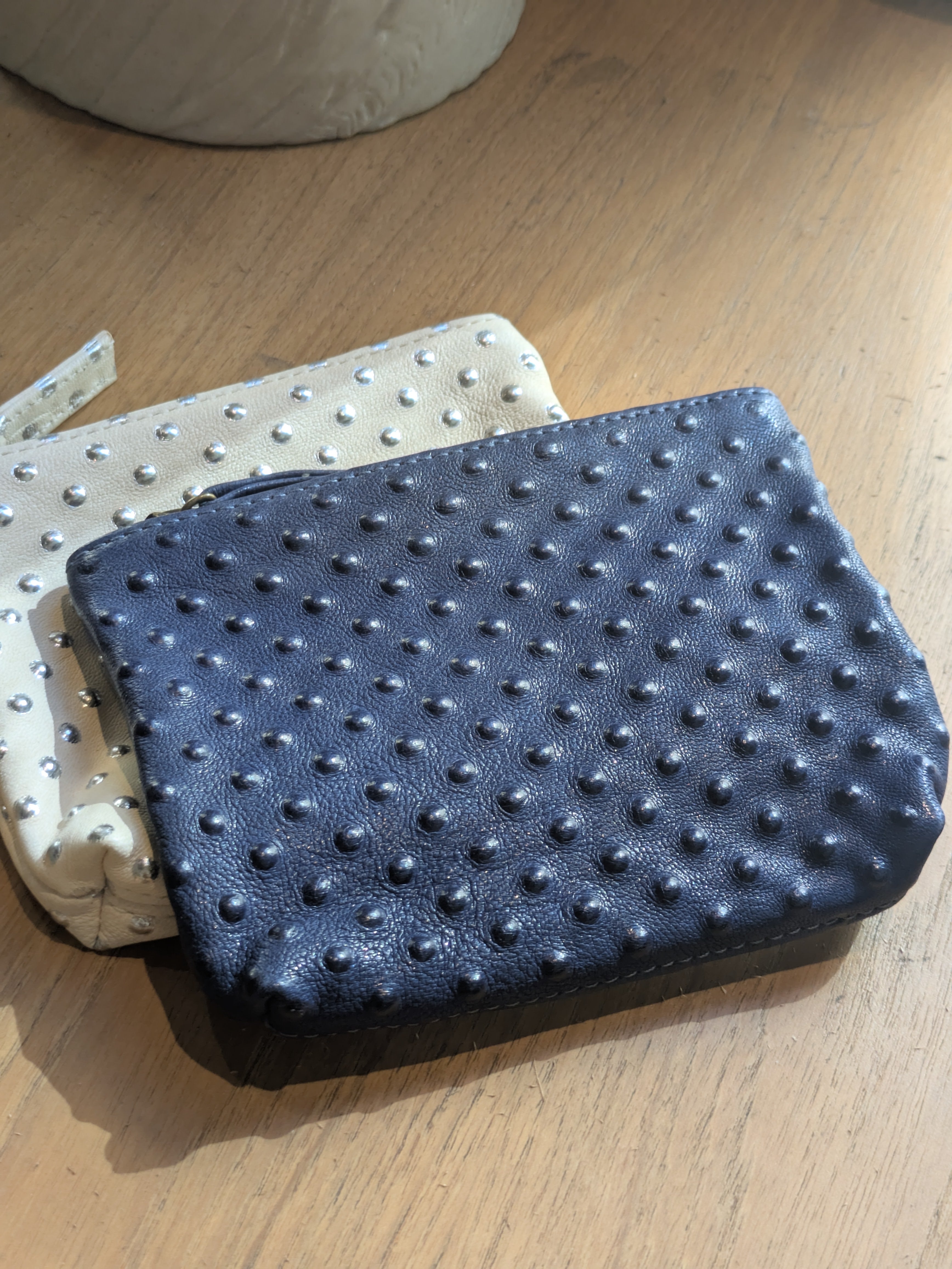 Kim White Small Cosmetic Bags - Leather