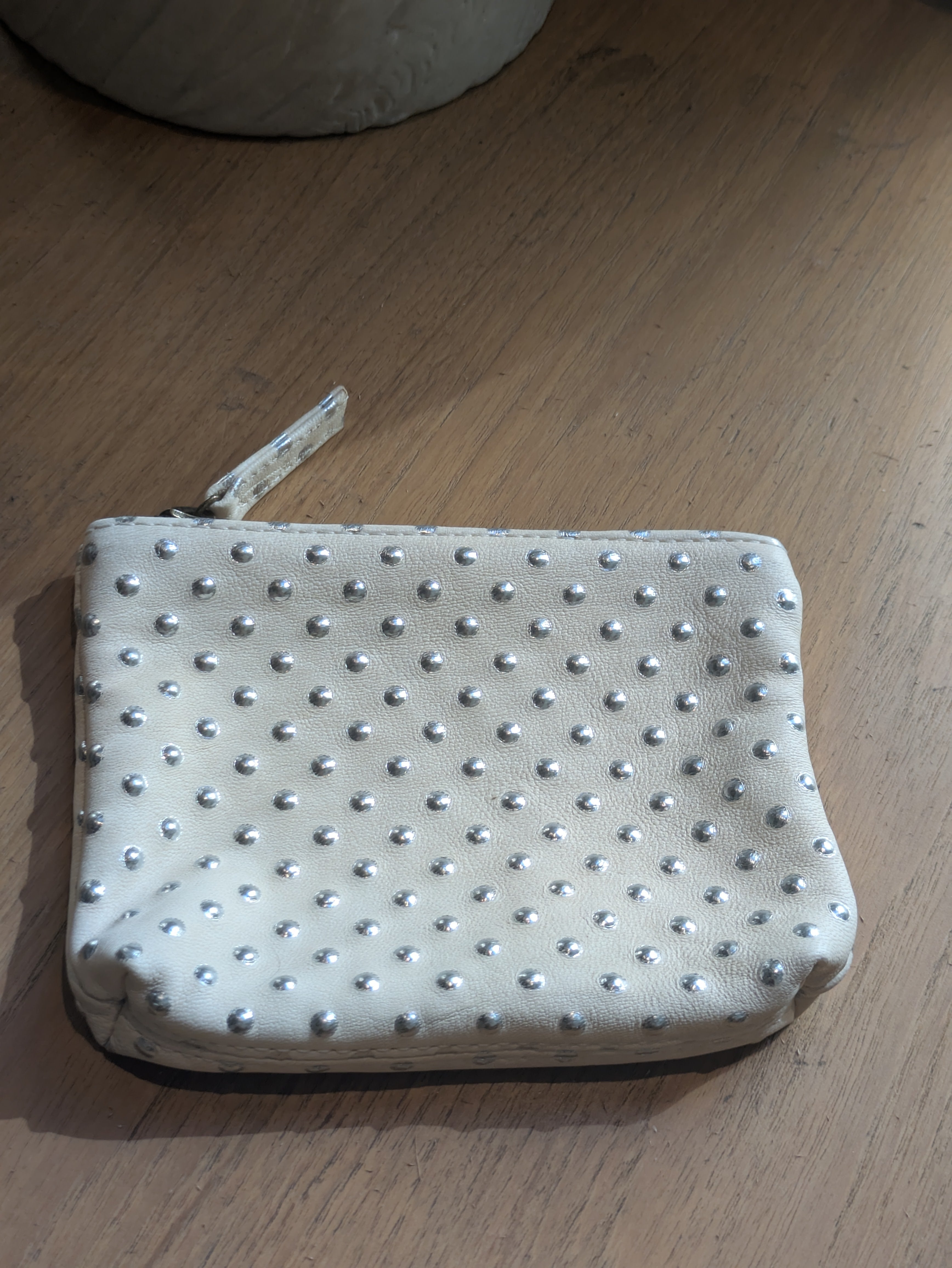 Kim White Small Cosmetic Bags - Leather