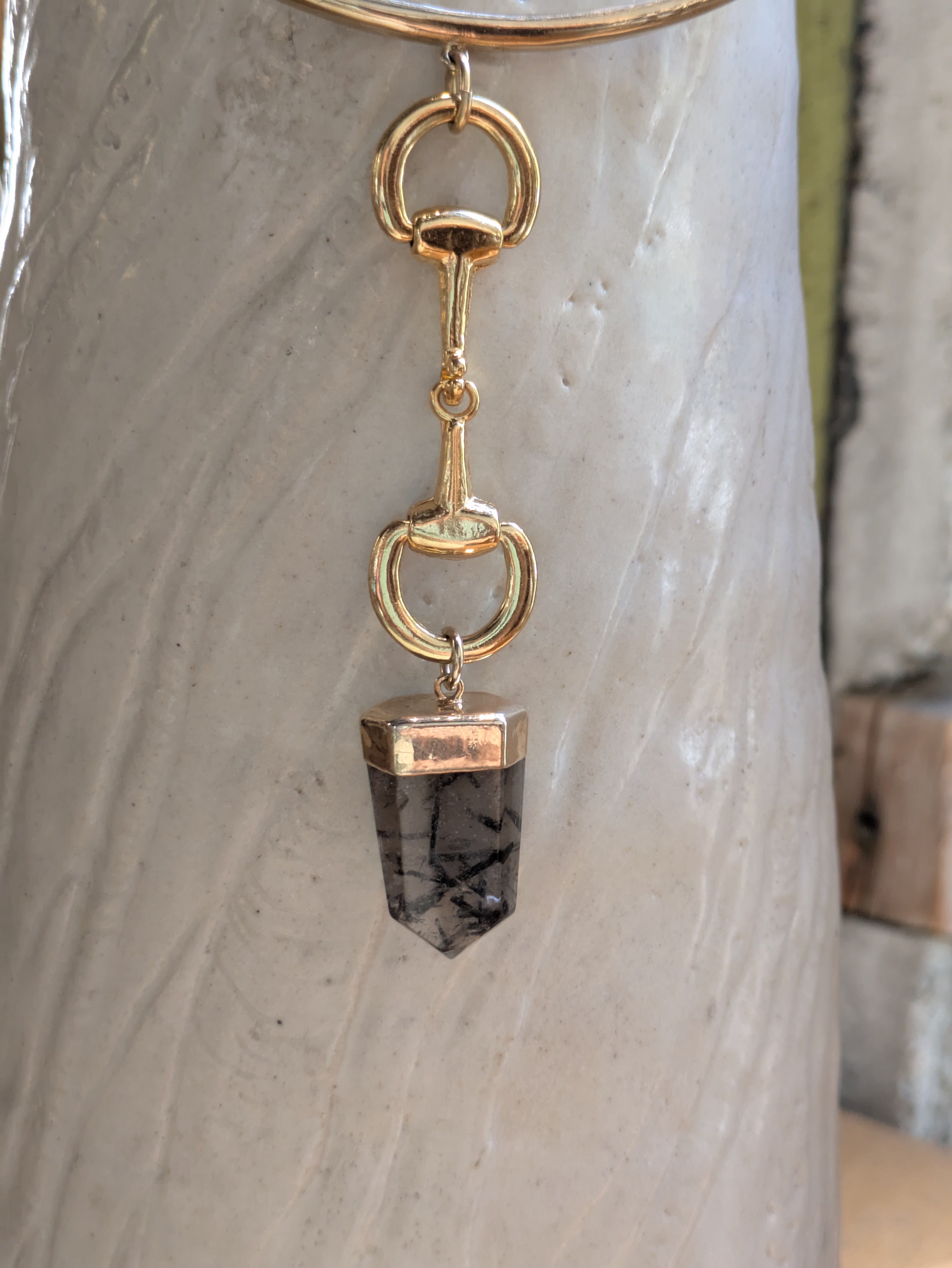 Sheila B. Large Deco Chain and Smoky Quartz Necklace