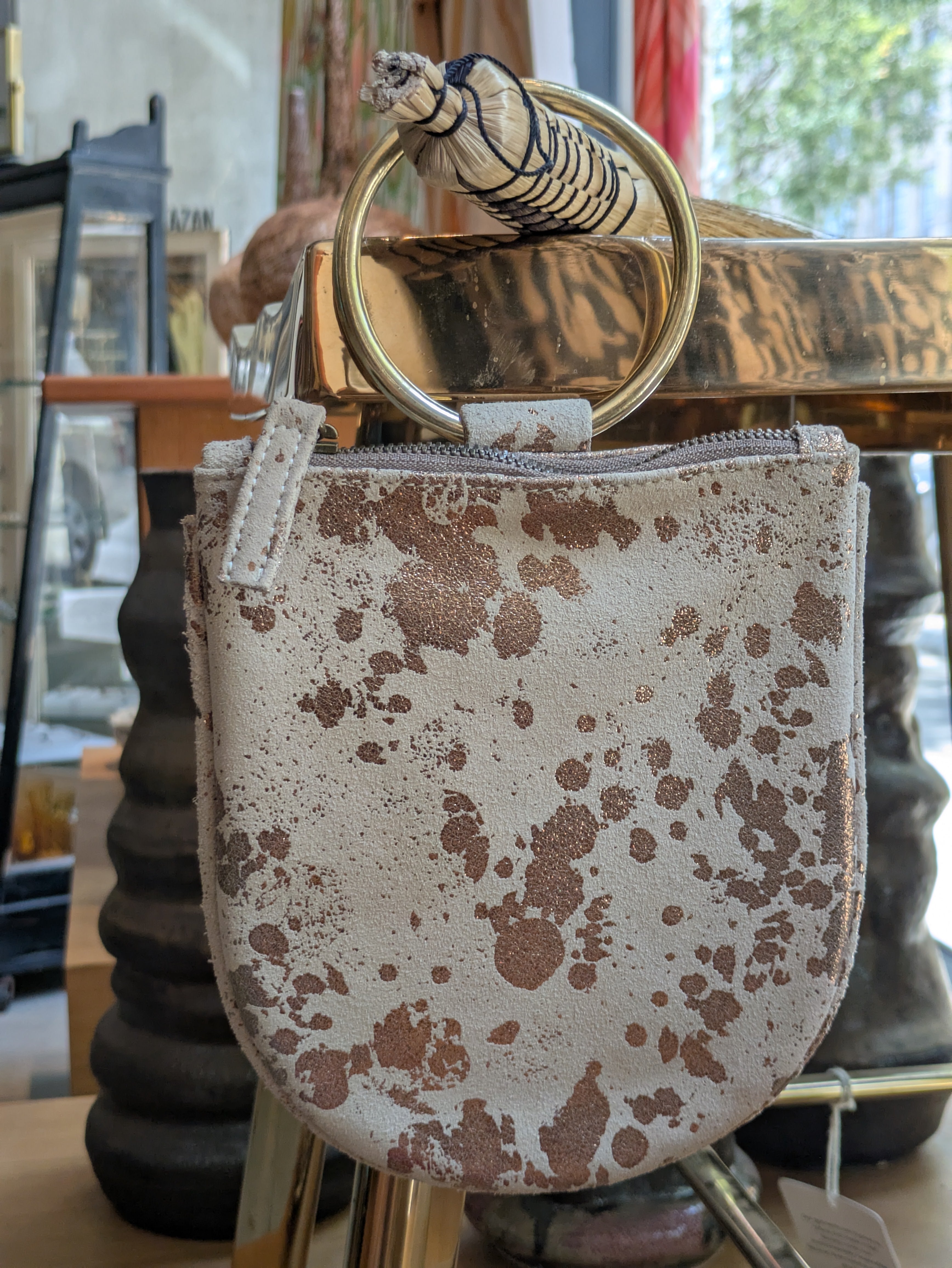 Kim White - Metallic Mini Ring Wristlet - Gold Smoke