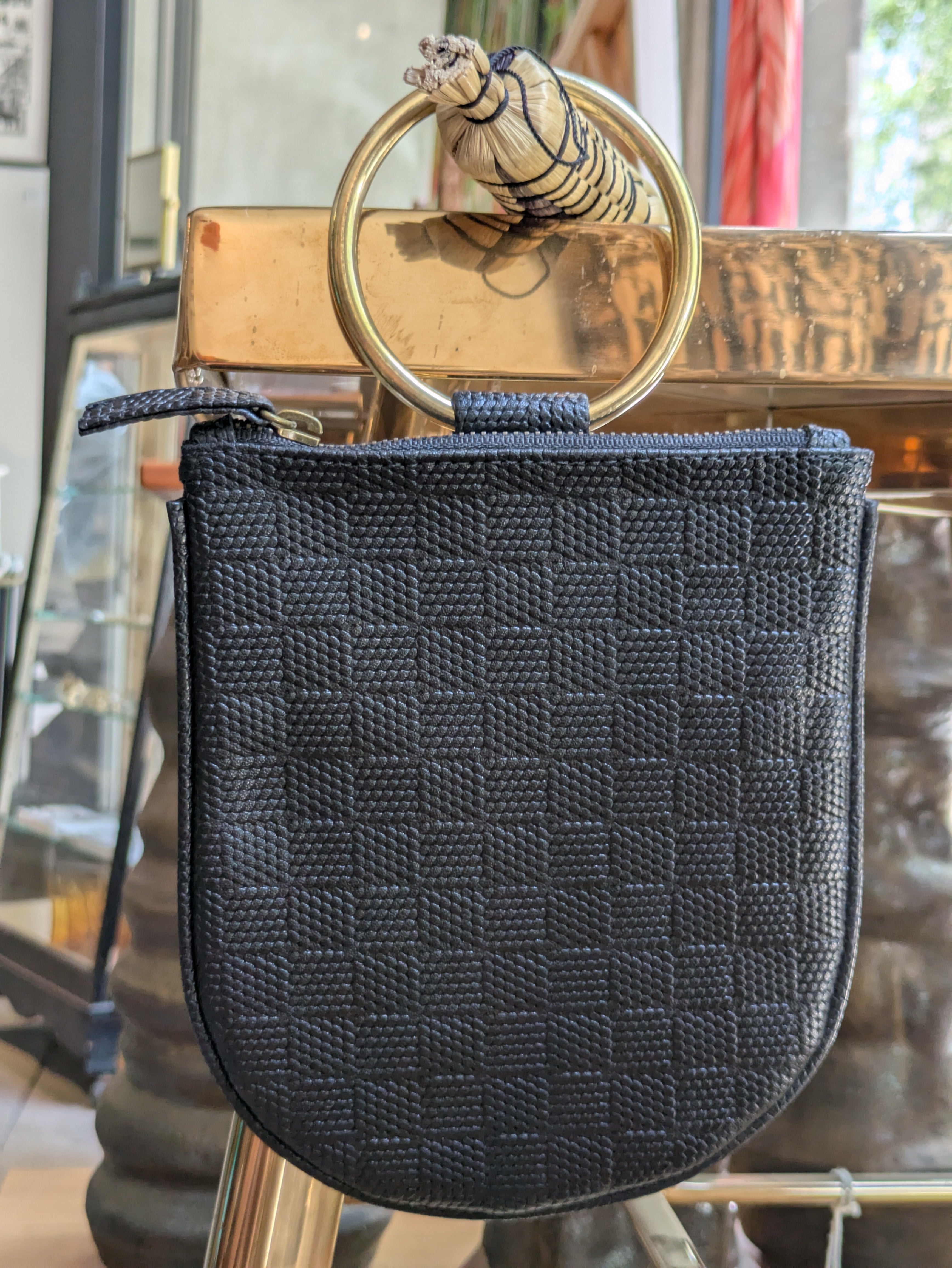 Kim White - Leather Mini Ring Wristlet - Neutrals