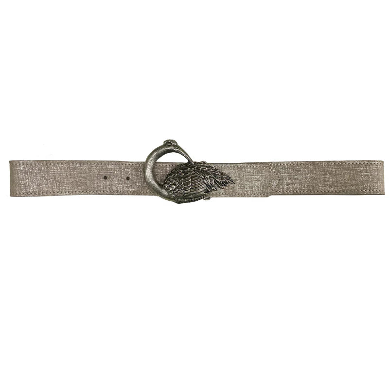 Kim White - Bird Buckle Belt - Taupe Brushed Metallic