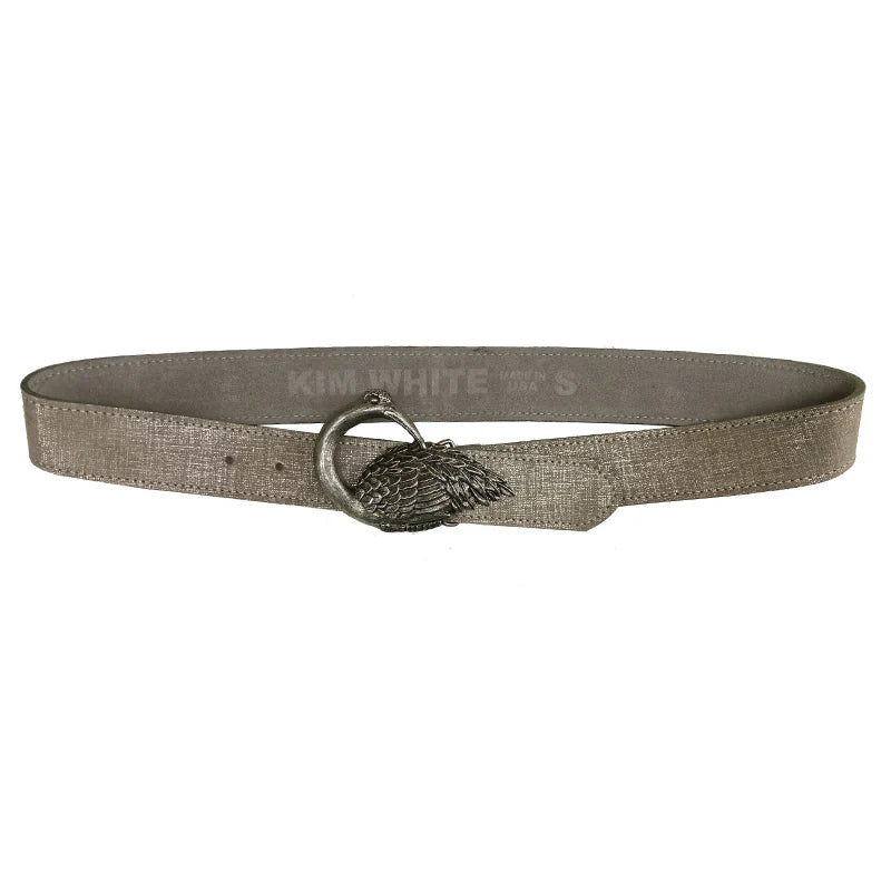 Kim White - Bird Buckle Belt - Taupe Brushed Metallic