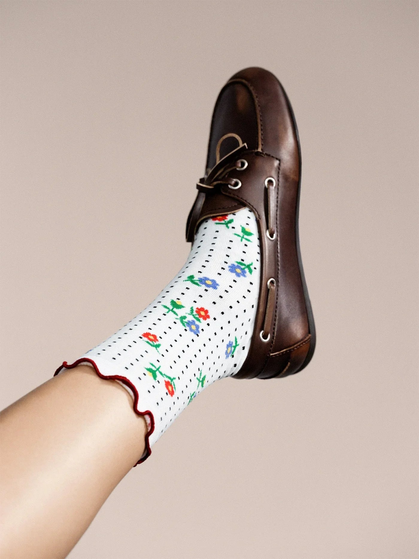 Dottie Floral Crew Socks (White)